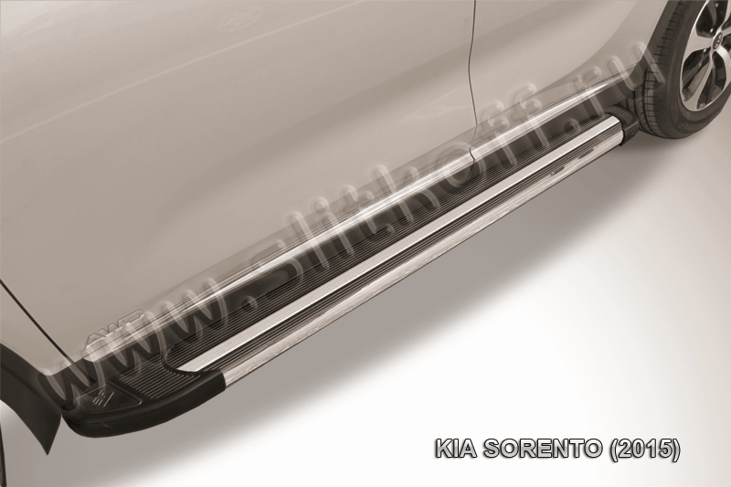 Пороги алюминиевые "Luxe Black" на KIA Sorento (2015) - фото 1 - id-p131425294