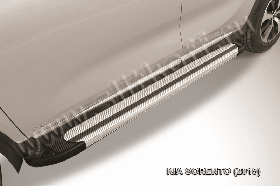 Пороги алюминиевые "Luxe Silver" на KIA Sorento (2015)