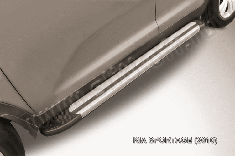 Пороги алюминиевые "Luxe Silver" на KIA Sportage (2010) - фото 3 - id-p131425305