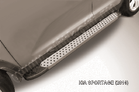 Пороги алюминиевые "Standart Silver" на KIA Sportage (2010)