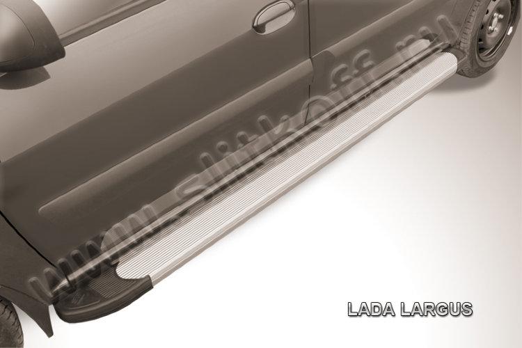 Пороги алюминиевые "Optima Silver" Lada Largus - фото 3 - id-p131425312