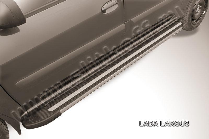 Пороги алюминиевые "Luxe Black" Lada Largus - фото 1 - id-p131425313
