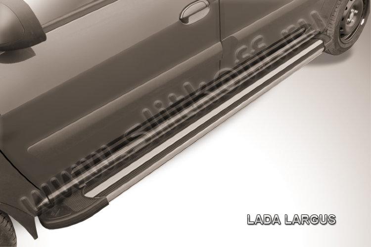 Пороги алюминиевые "Luxe Black" Lada Largus - фото 3 - id-p131425313