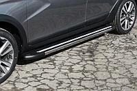 Пороги алюминиевые "Luxe Black" 1800 черные Lada Vesta SW Cross