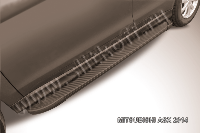 Пороги алюминиевые "Optima Black" Mitsubishi ASX (2014) - фото 1 - id-p131425330