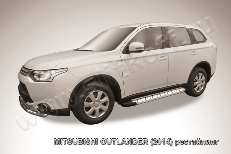 Пороги алюминиевые "Standart Silver" Mitsubishi Outlander (2013) - фото 2 - id-p131425339