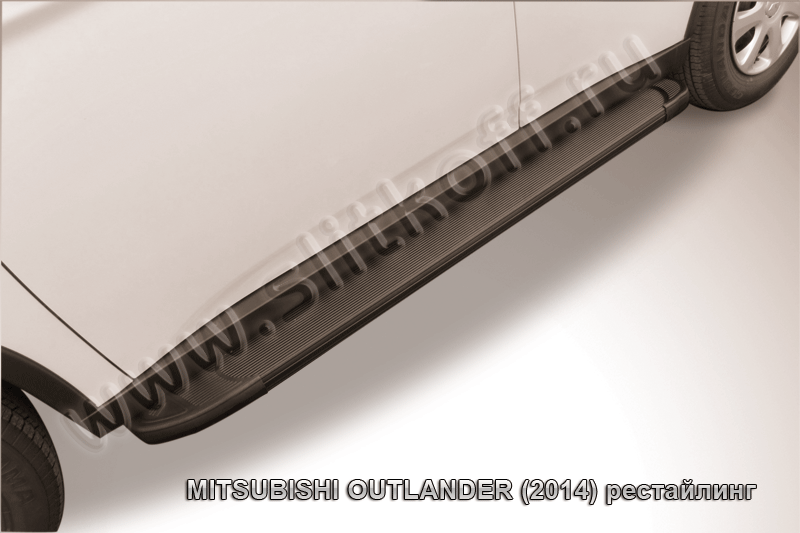 Пороги алюминиевые "Optima Black" Mitsubishi Outlander (2014)