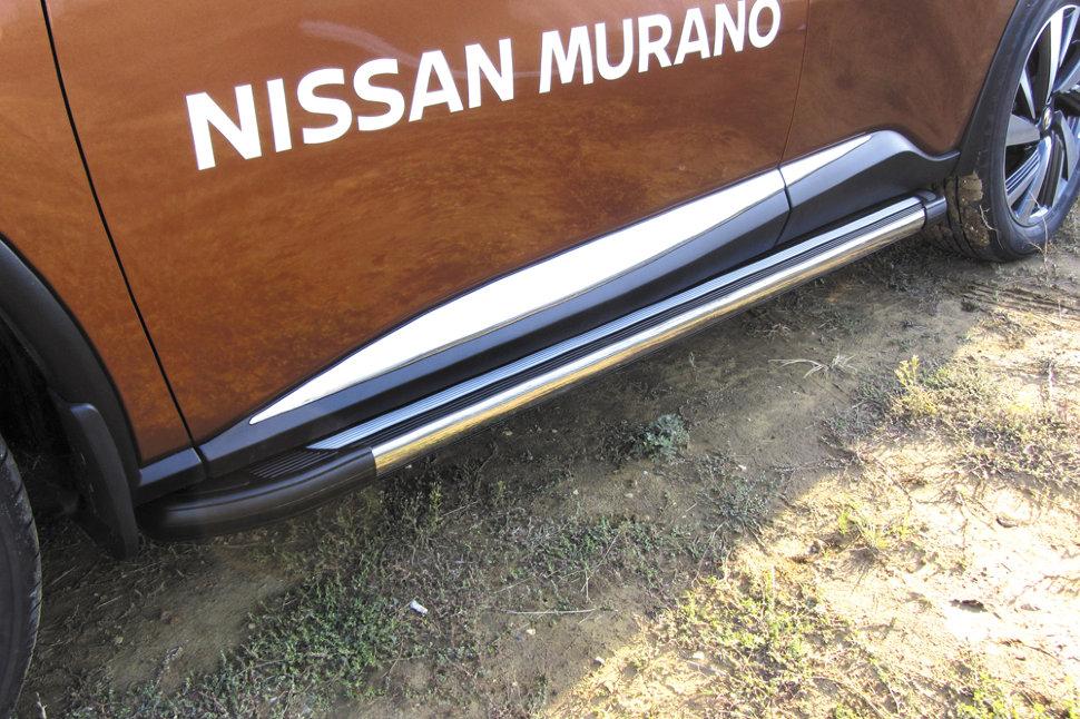 Пороги алюминиевые Luxe Black 1800 черные Nissan Murano (2016) - фото 1 - id-p131425362