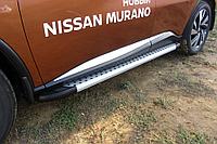 Пороги алюминиевые Standart Silver 1800 серебристые Nissan Murano (2016)