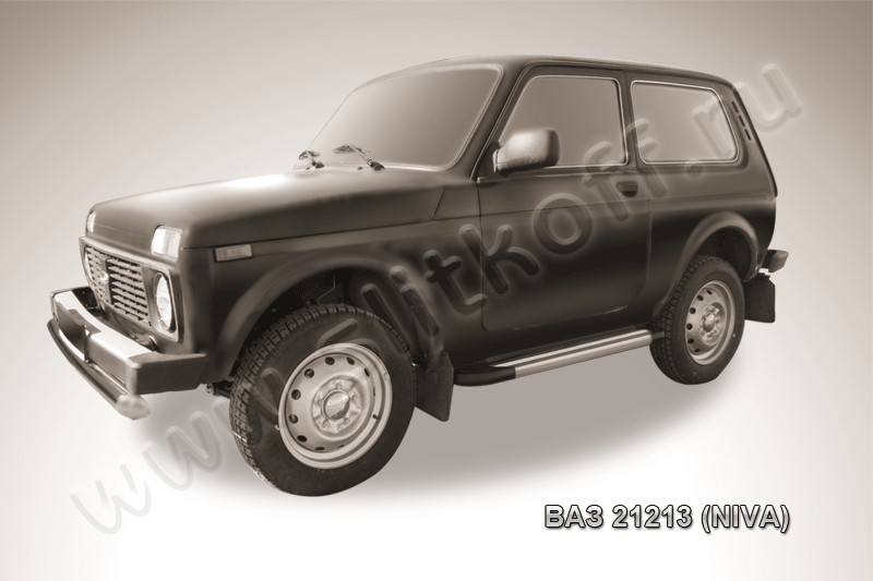 Пороги алюминиевые "Luxe Black" на Lada 4x4 (ВАЗ 21213 NIVA) - фото 2 - id-p131425372