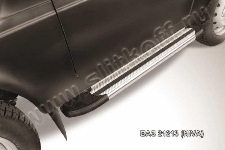 Пороги алюминиевые "Luxe Silver" на Lada 4x4 (ВАЗ 21213 NIVA) - фото 3 - id-p131425373
