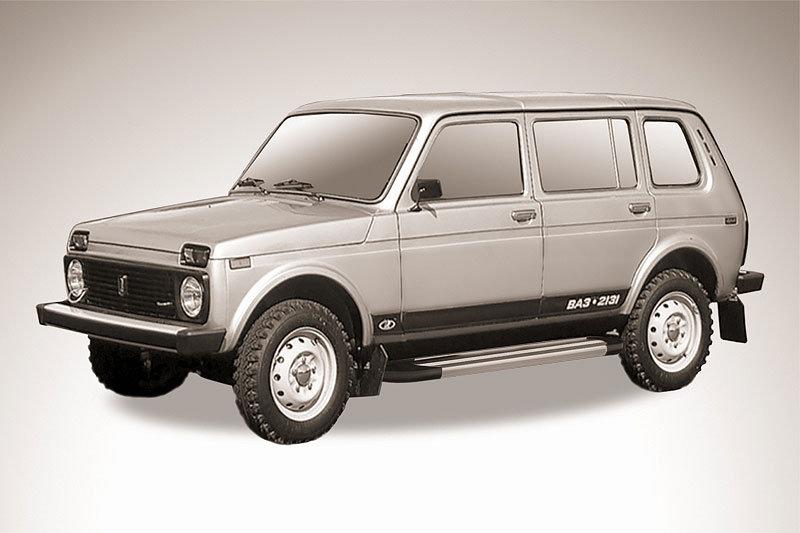 Пороги алюминиевые "Luxe Black" 1700 черные Lada 4x4 (ВАЗ 21213 NIVA 5-дверная) - фото 2 - id-p131425377