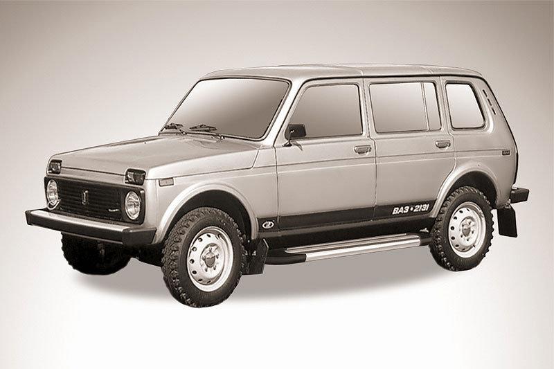 Пороги алюминиевые "Luxe Silver" 1700 серебристые Lada 4x4 (ВАЗ 21213 NIVA 5-дверная) - фото 2 - id-p131425378