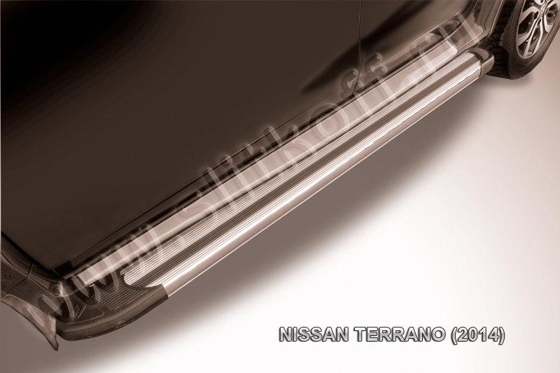 Пороги алюминиевые "Luxe Silver" 1700 серебристые Nissan Terrano (2014)