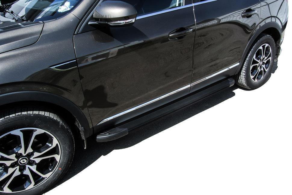 Пороги алюминиевые "Optima Black" 1700 Renault Arkana