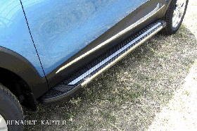 Пороги алюминиевые LUXE BLACK 1700 чёрные Renault Kaptur 2016