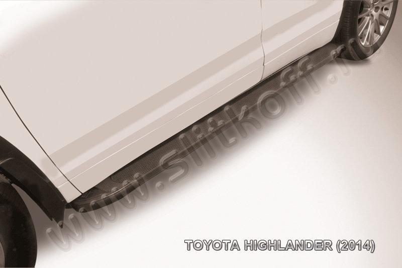 Пороги алюминиевые "Optima Black" 1800 черные Toyota Highlander (2014) - фото 1 - id-p131425443