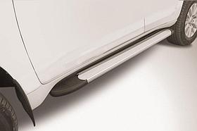 Пороги алюминиевые "Optima Silver" 1600 серебристые Toyota LC Prado J150 (2017)