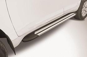 Пороги алюминиевые "Luxe Silver" 1600 серебристые Toyota LC Prado J150 (2017)