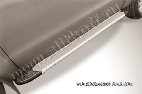 Пороги алюминиевые Optima Silver 2000 серебристые Volkswagen Amarok (2013)