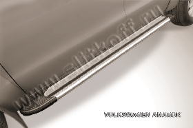 Пороги алюминиевые Luxe Silver 2000 серебристые Volkswagen Amarok (2013)