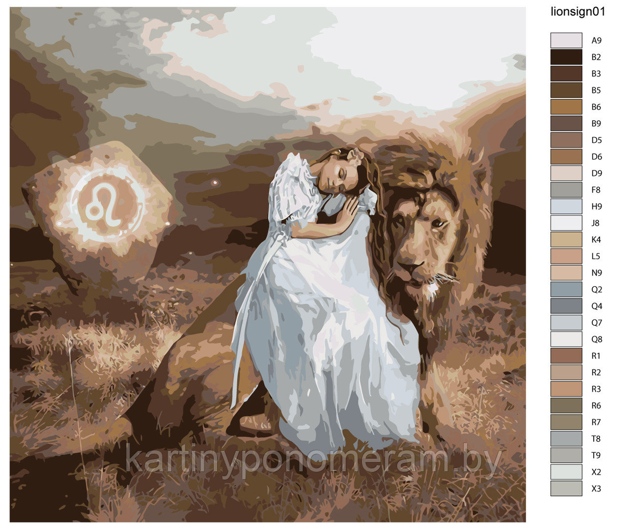 Картина по номерам, 40 x 40, KTMK-lionsign03