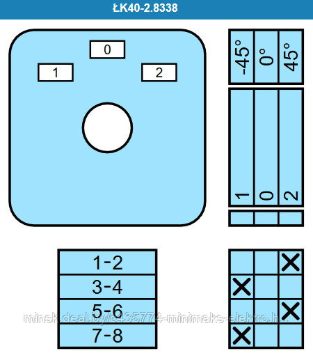 Переключатель LK40-2.8338\OB3 схема 1-0-2