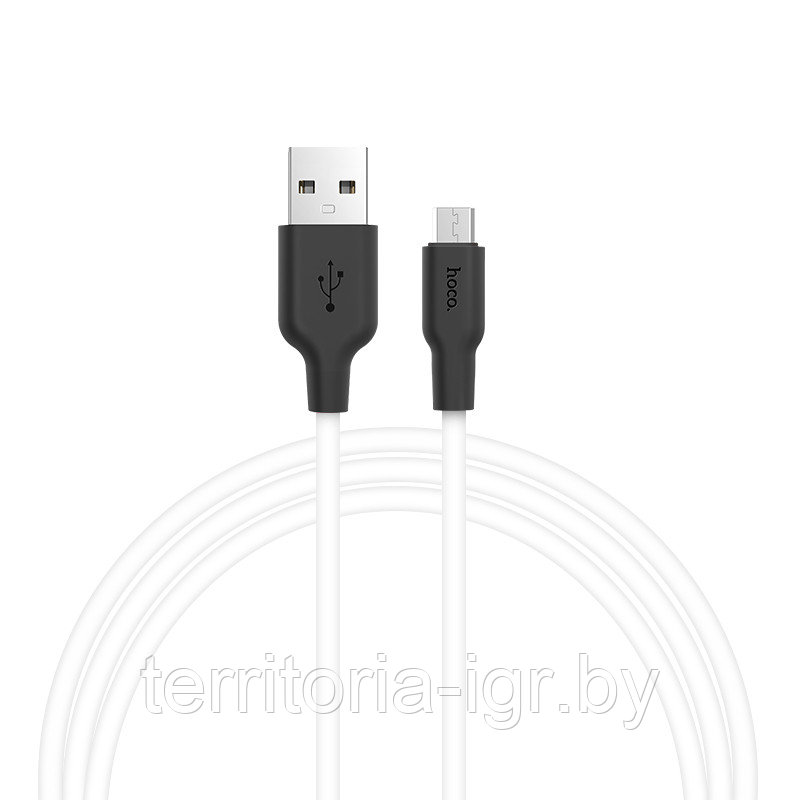 Дата-кабель силиконовый X21 Micro-USB 1м. 2А. черно-белый Hoco - фото 4 - id-p131524640
