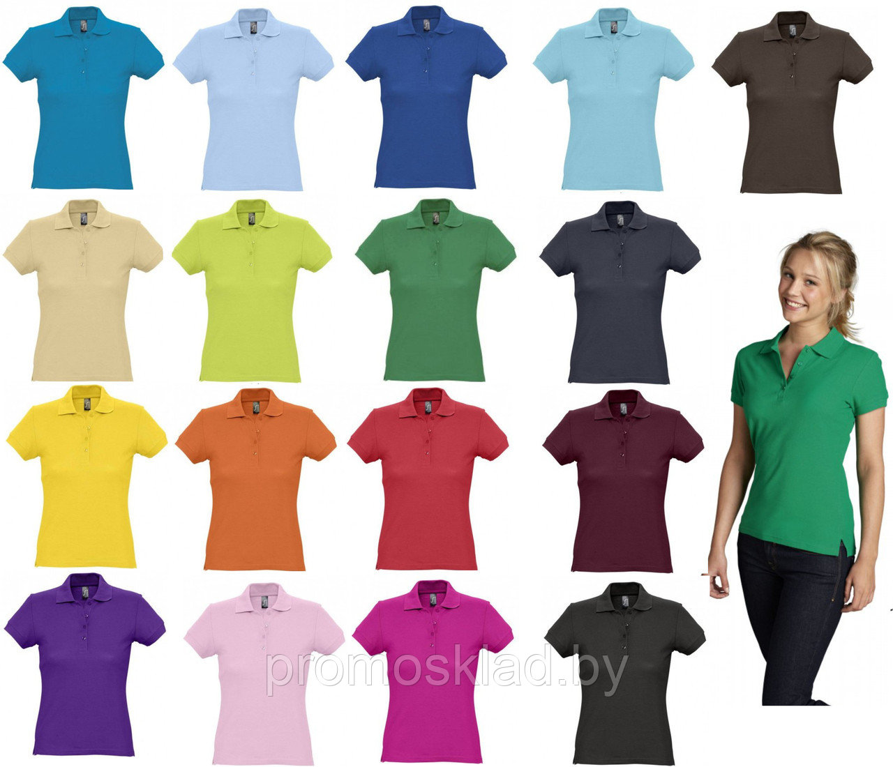 Рубашка поло цветная, женская 100% хлопок - фото 2 - id-p131526733