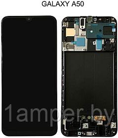 Дисплей AMOLED для Samsung Galaxy A50/A505/A30/A305 В сборе с тачскрином. С рамкой. Черный