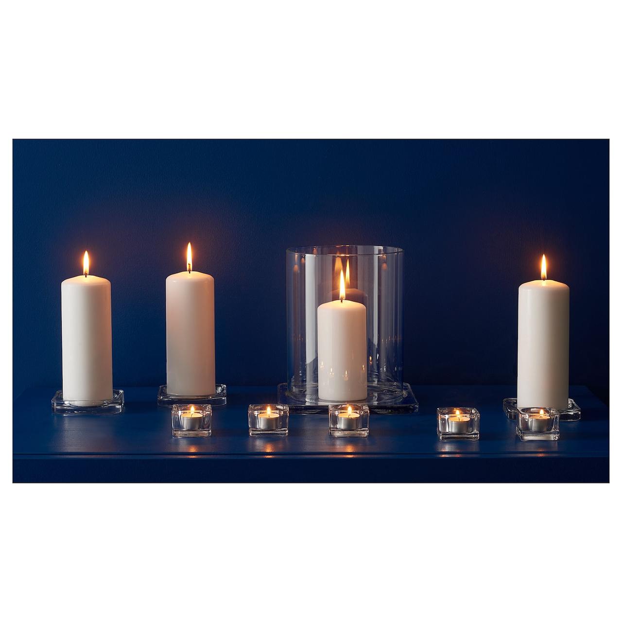 IKEA/ ГЛАСИГ Тарелка для свечи, прозрачное стекло10x10 см - фото 5 - id-p131527989