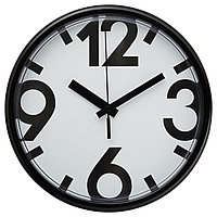 ЮККЕ Настенные часы, белый, черный23 см