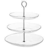 IKEA/ КВИТТЕРА Сервировочн подставка, 3 яруса, прозрачное стекло, нержавеющ сталь