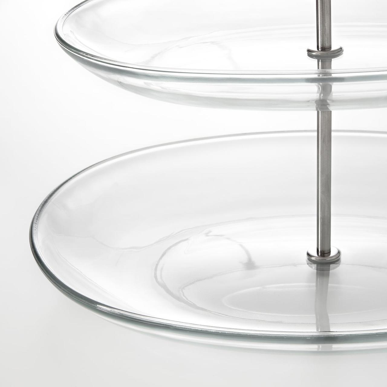 IKEA/ КВИТТЕРА Сервировочн подставка, 3 яруса, прозрачное стекло, нержавеющ сталь - фото 2 - id-p131529536