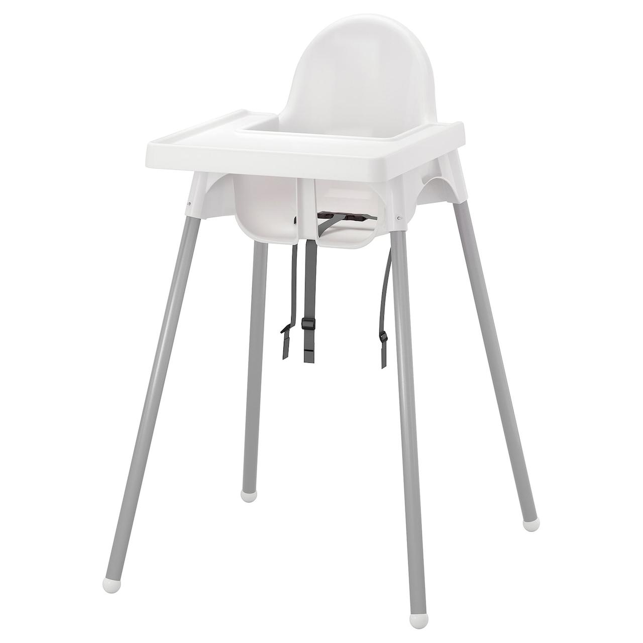 IKEA/ АНТИЛОП Высокий стульчик со столешн, серебристый белый, серебристый - фото 1 - id-p131528455