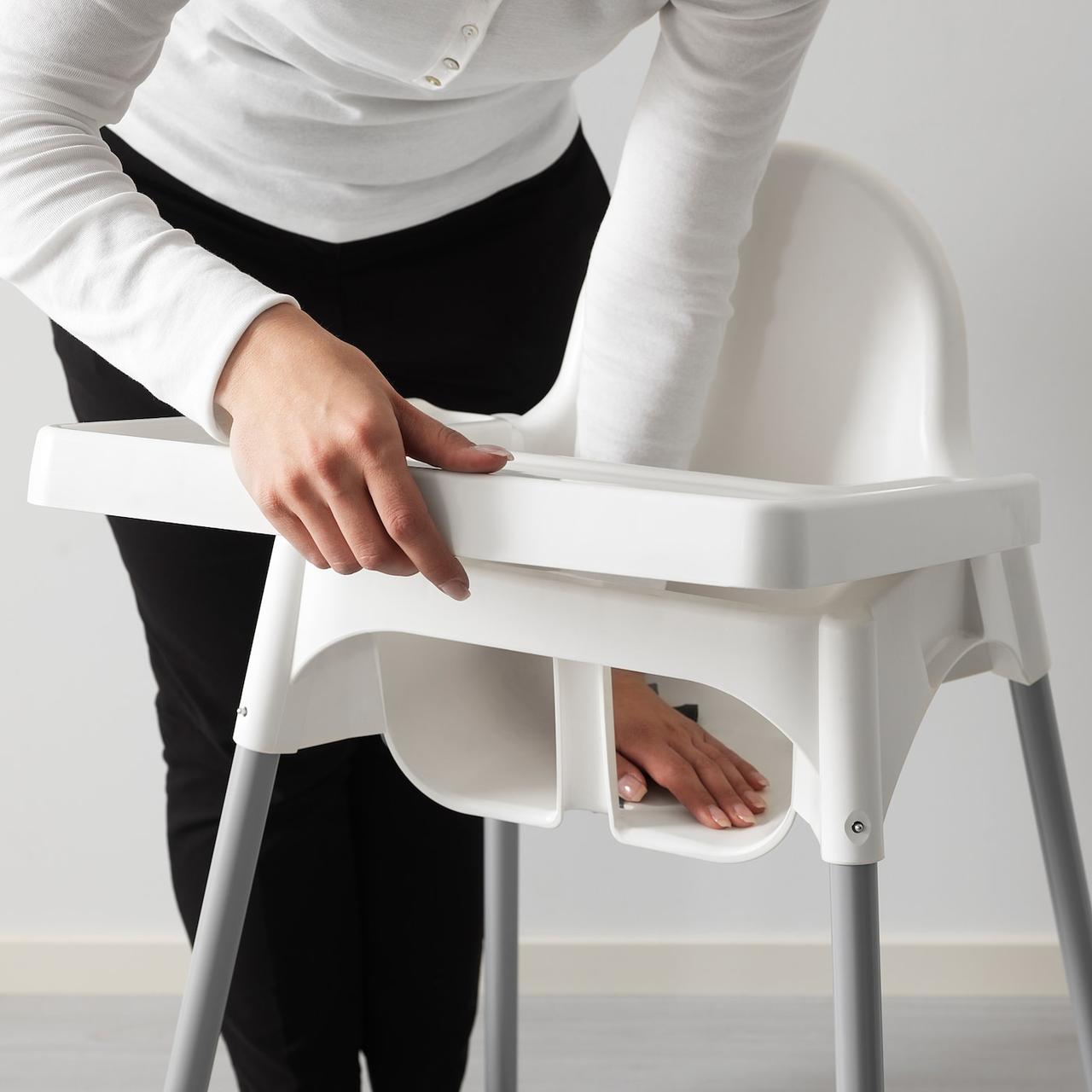 IKEA/ АНТИЛОП Высокий стульчик со столешн, серебристый белый, серебристый - фото 7 - id-p131528455
