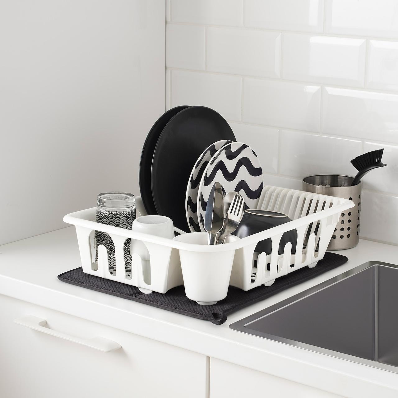 IKEA/ НЮХОЛИД Коврик для сушки посуды, темно-серый44x36 см - фото 4 - id-p131529696