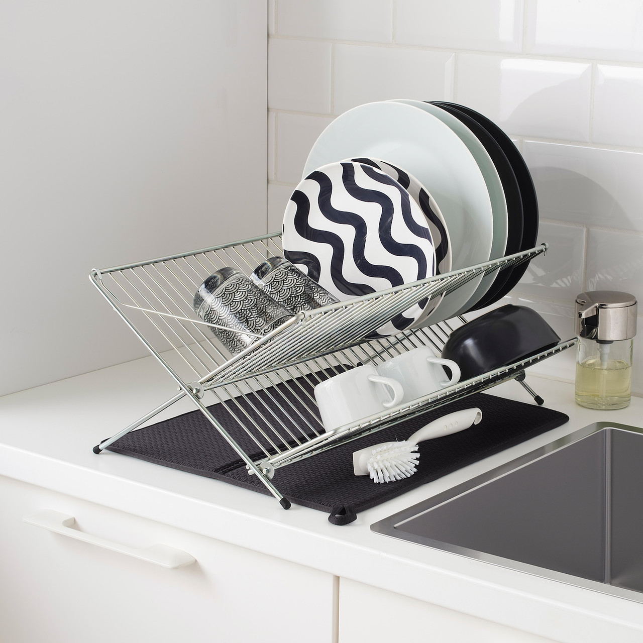 IKEA/ НЮХОЛИД Коврик для сушки посуды, темно-серый44x36 см - фото 5 - id-p131529696