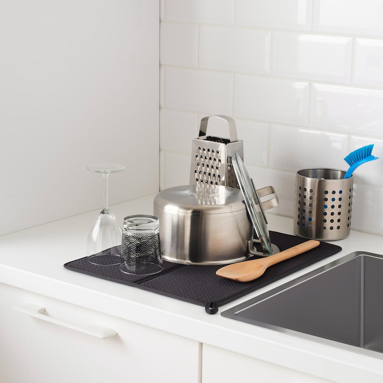 IKEA/ НЮХОЛИД Коврик для сушки посуды, темно-серый44x36 см - фото 7 - id-p131529696
