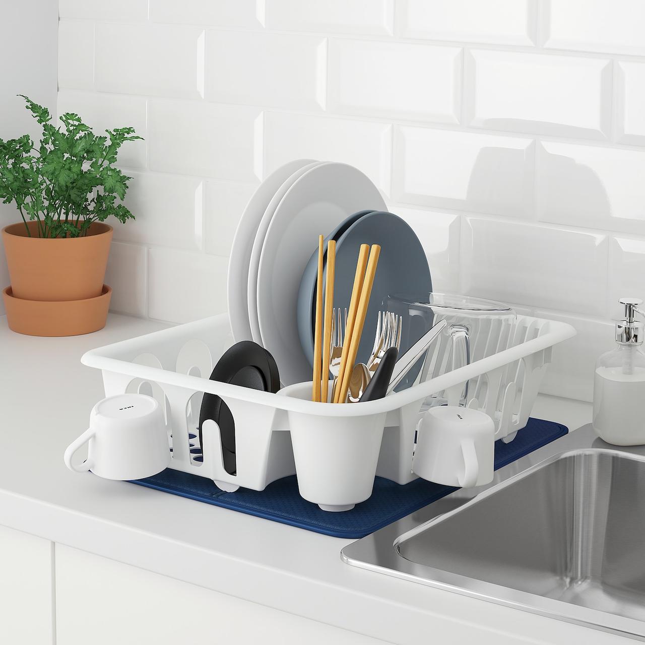 IKEA/ НЮХОЛИД Коврик для сушки посуды, синий44x36 см - фото 6 - id-p131529712