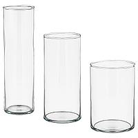 ЦИЛИНДР Набор ваз,3 штуки, прозрачное стекло, фото 1