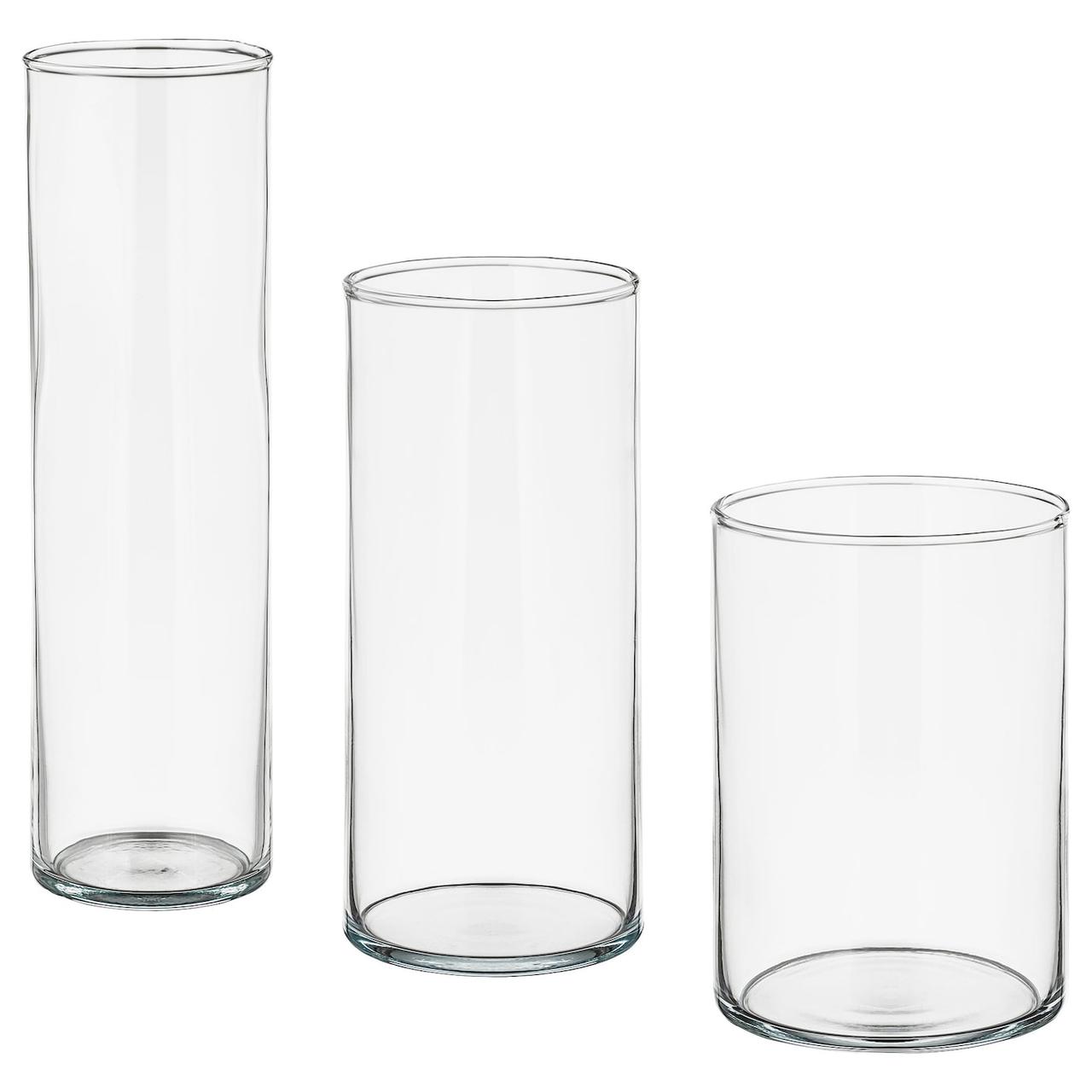 IKEA/  ЦИЛИНДР Набор ваз,3 штуки, прозрачное стекло, фото 1