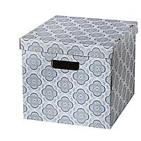 СМЕКА Коробка с крышкой, серый, цветок33x38x30 см