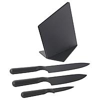 IKEA/ ЭМФЕРА 3 ножа+подставка, черный