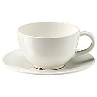 IKEA/  ВАРДАГЕН Чашка чайная с блюдцем, белый с оттенком260 мл