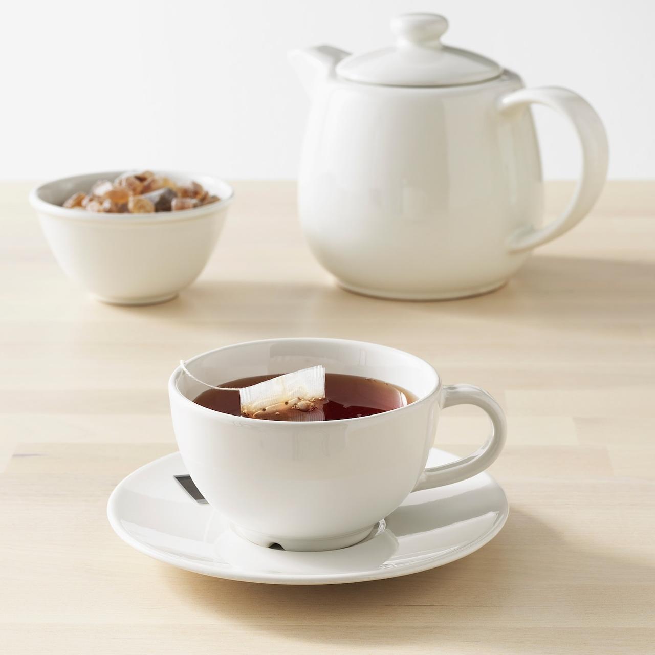 IKEA/ ВАРДАГЕН Чашка чайная с блюдцем, белый с оттенком260 мл - фото 2 - id-p131532298