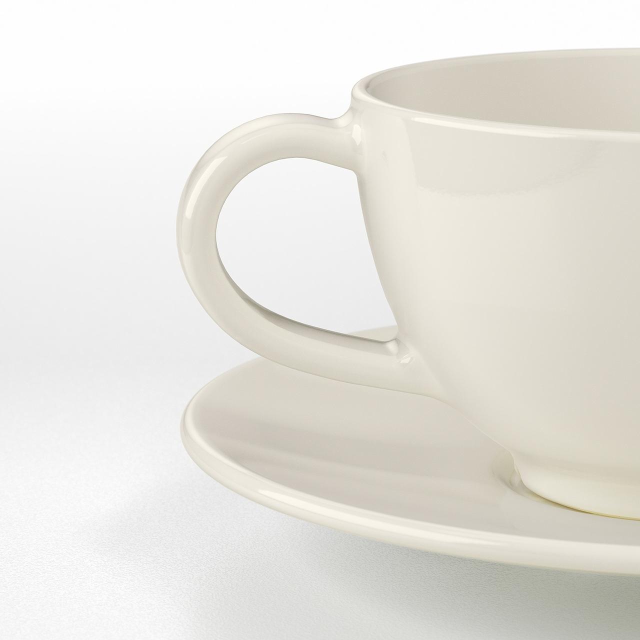 IKEA/ ВАРДАГЕН Чашка чайная с блюдцем, белый с оттенком260 мл - фото 3 - id-p131532298