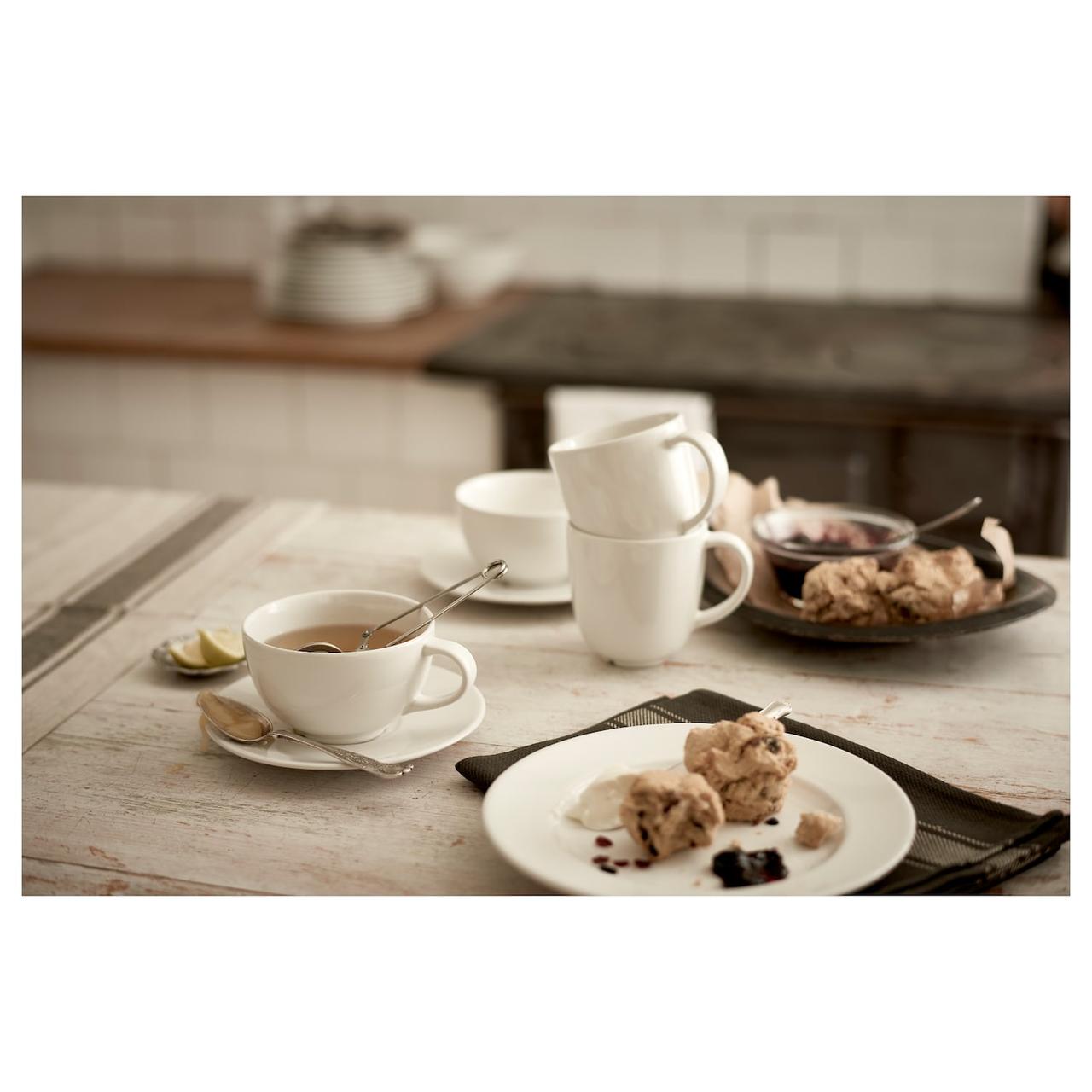 IKEA/ ВАРДАГЕН Чашка чайная с блюдцем, белый с оттенком260 мл - фото 4 - id-p131532298