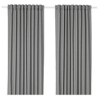 IKEA/  ХАННАЛЕНА Затемняющие гардины, 1 пара, серый145x300 см
