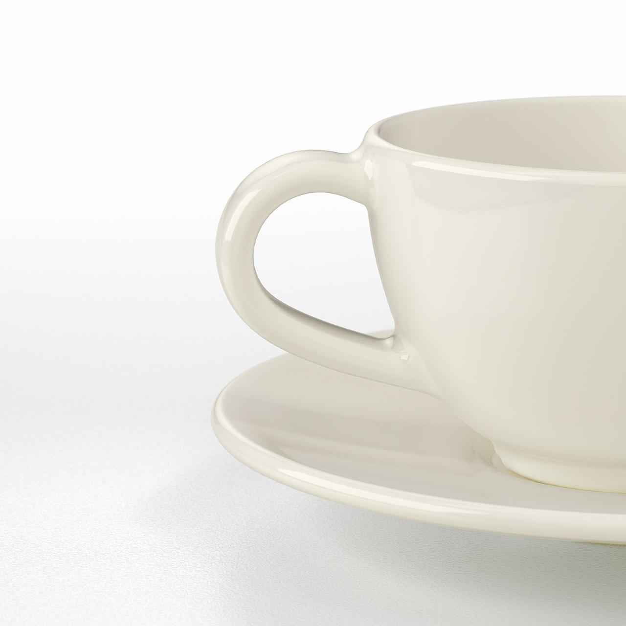 IKEA/ ВАРДАГЕН Чашка кофейная с блюдцем, белый с оттенком140 мл - фото 3 - id-p131534109